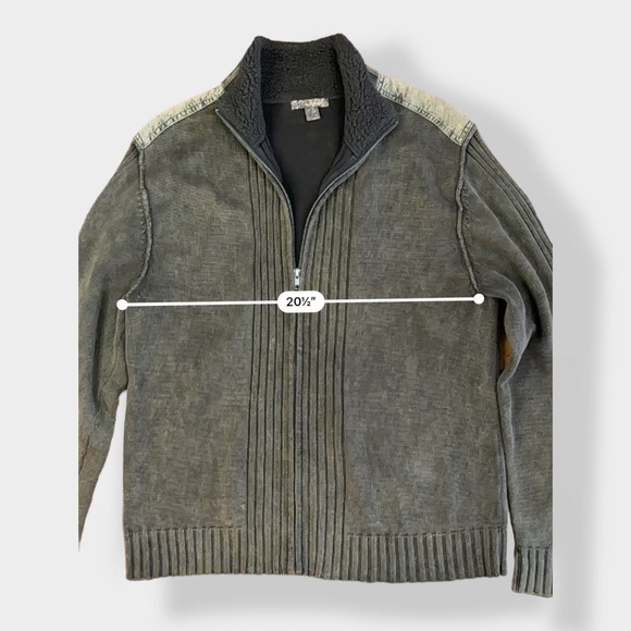 Pronto UOMO Blue Vintage brown y2k full zip 100% cotton sweater Size L - Picture 3 of 6